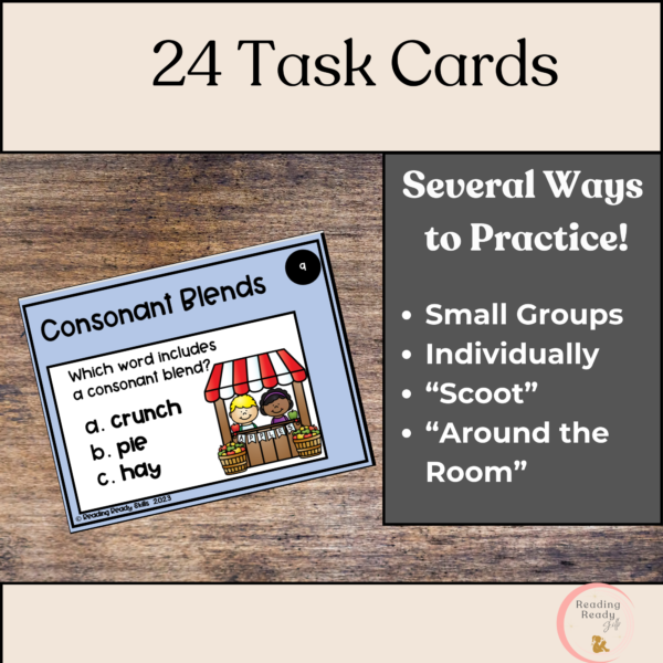 24 task cards for learning blends