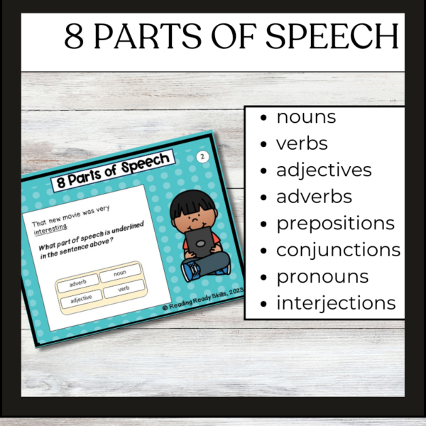 Part of speech task cards