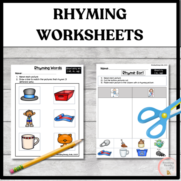 kindergarten rhyming words worksheet