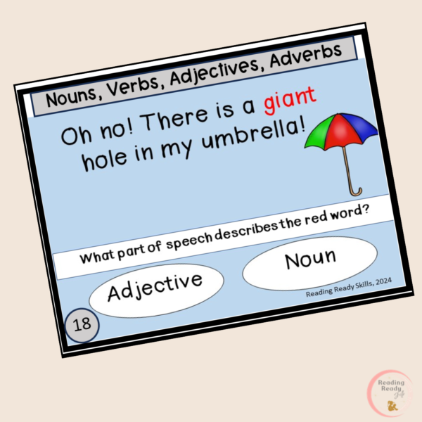 Parts of speech cards